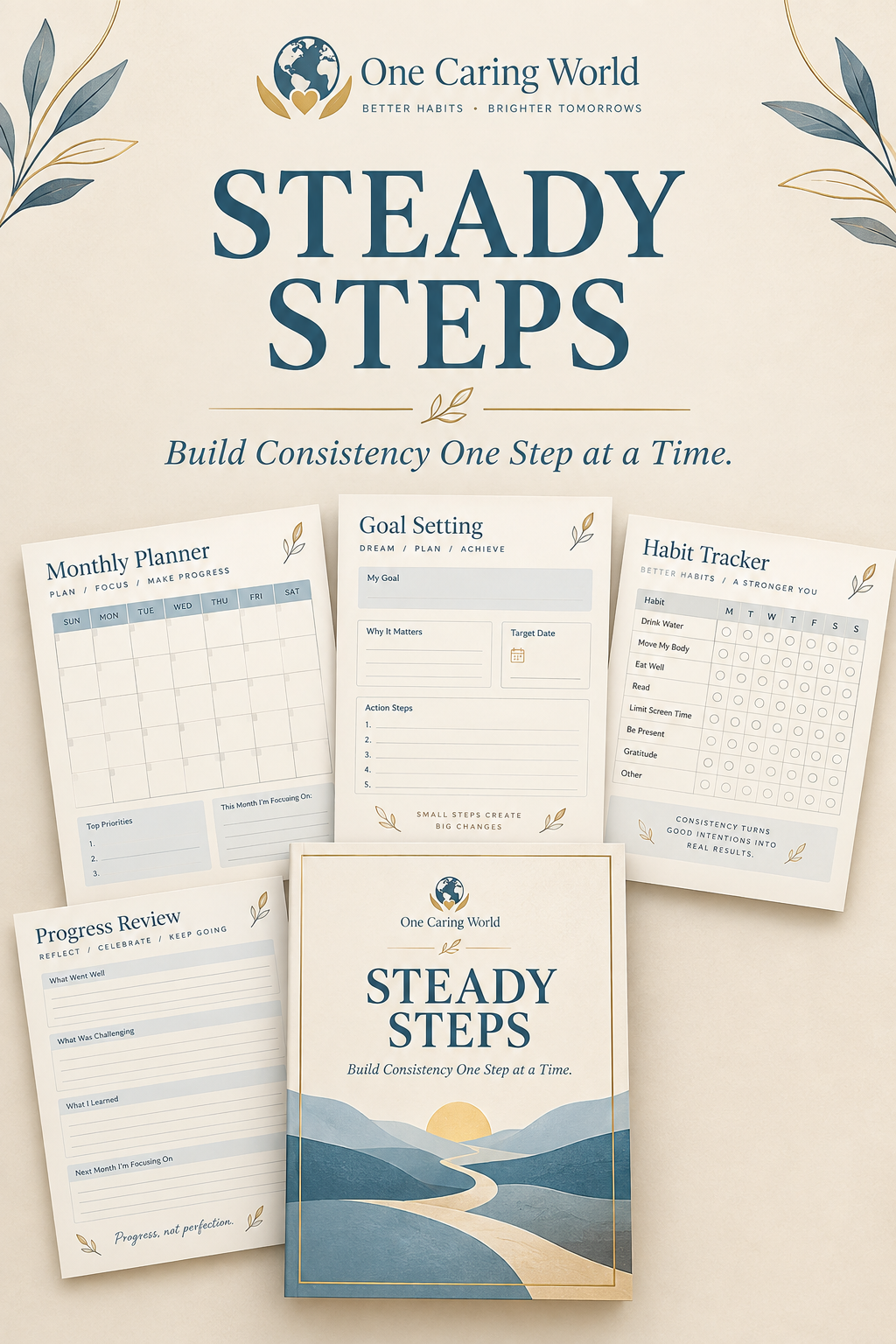 Steady Steps — Digital PDF workbook cover — One Caring World