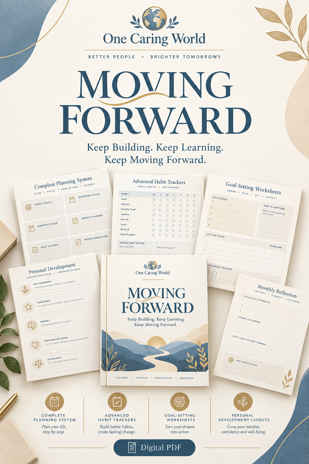 Moving Forward — Digital PDF workbook cover — One Caring World